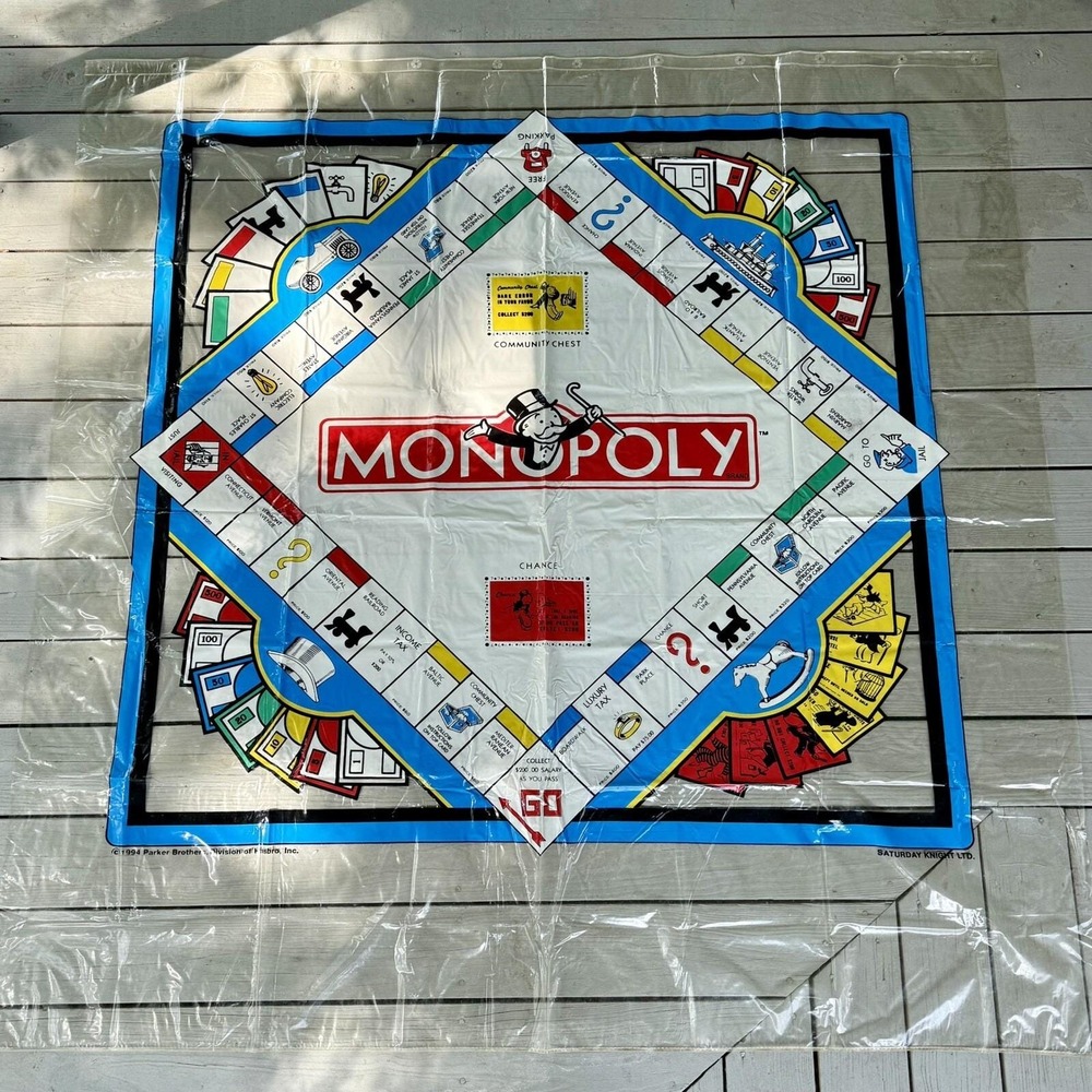 RARE!‎ Vintage 1994 Hasbro Vinyl Original MONOPOLY Board Game Shower Curtain 90s